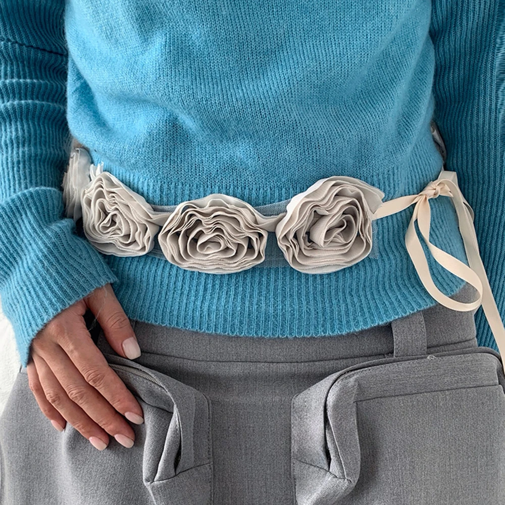 Harajuku High-End Rose Flower Waist Belt Women  A Unique Design Skirts Jeans With Decorative Straps Multi purpose waist chain