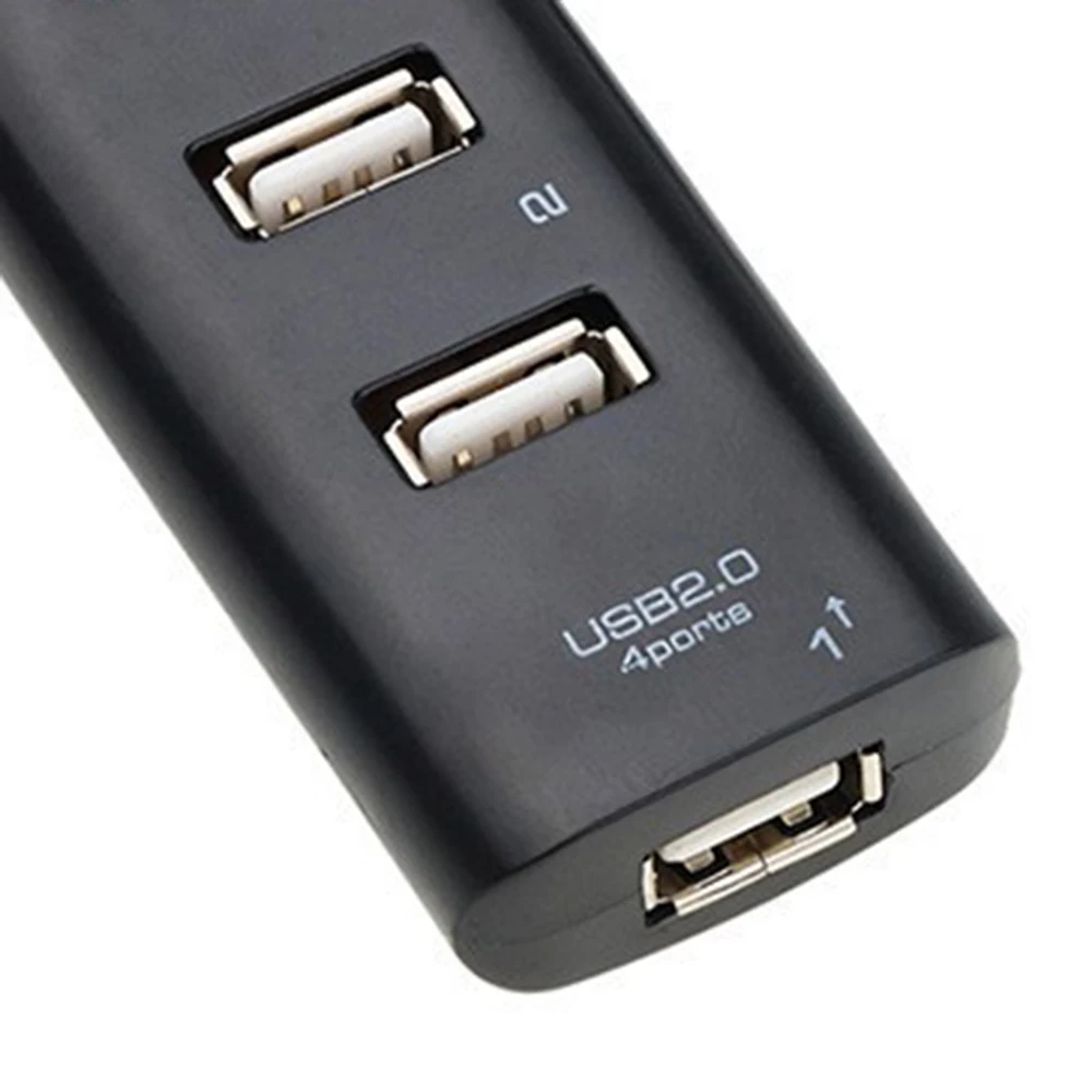 USB Hub 2.0 Multi-USB Divisor de concentrador de alta velocidad Adaptador de concentrador USB de 4 puertos para computadora portátil Receptor Accesorios de computadora Negro