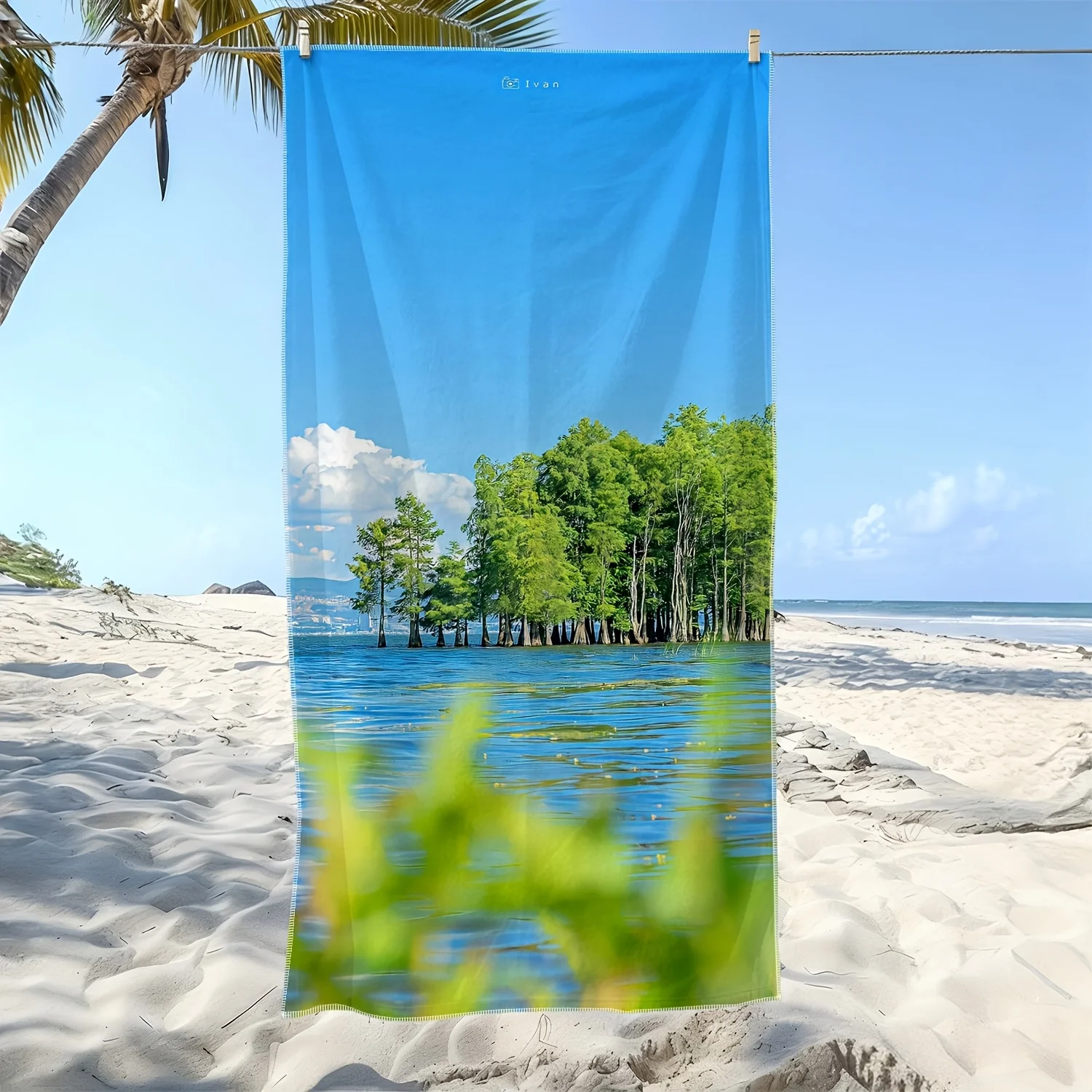 Southern Wetland Towel Bald Cypress Reflection Nature Photography Inspired Resort Lounge Stylish Adult Gift
