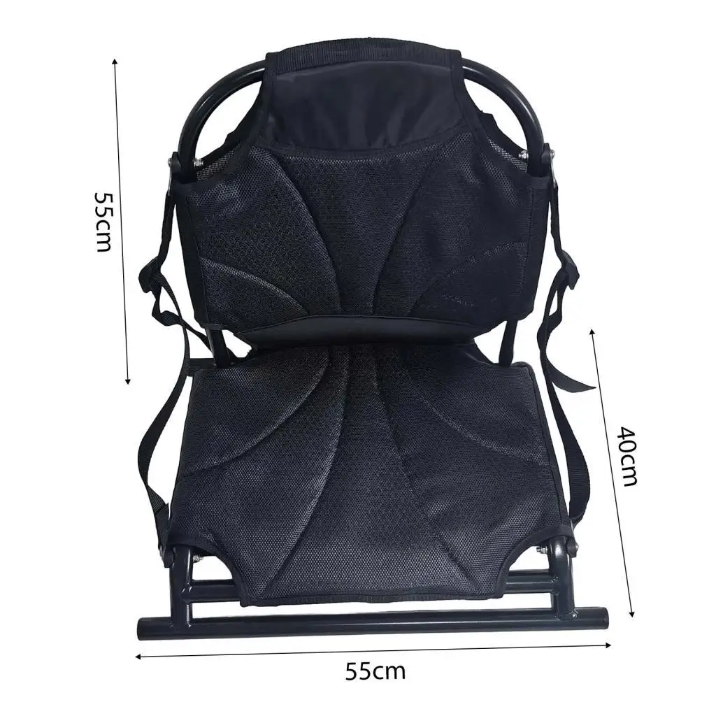 Ergonomic Folding Kayak Seat for Fishing Adjustable Aluminum Alloy Canoe Chair with Soft Cushion for Inflatable Boats