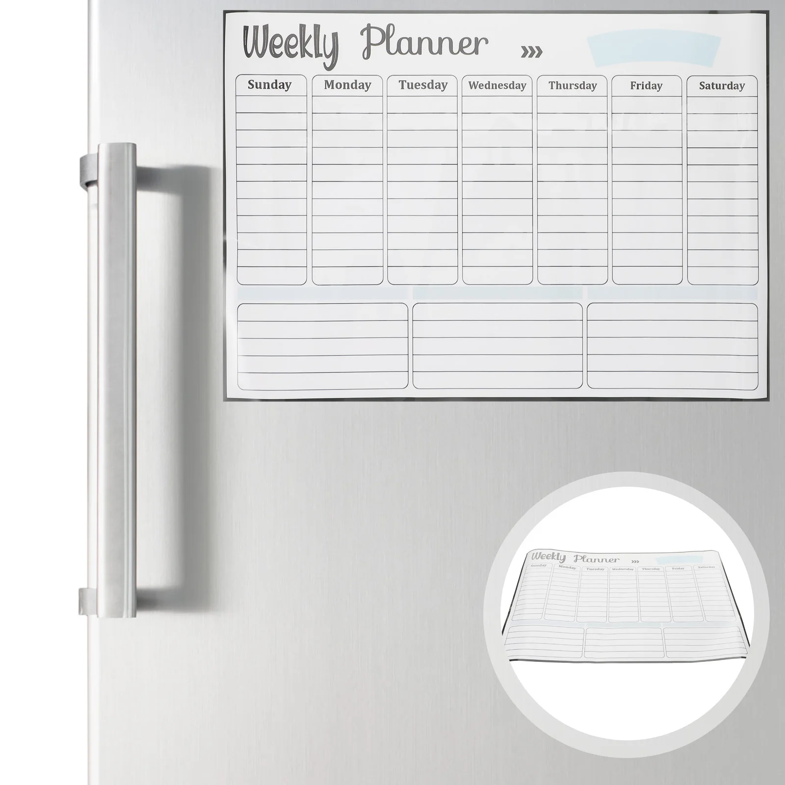 

Magnetic Planner Board Dry Erase Weekly Calendar Fridge Sticker Grocery List Pad Reusable Note for Office Home School Kitchen