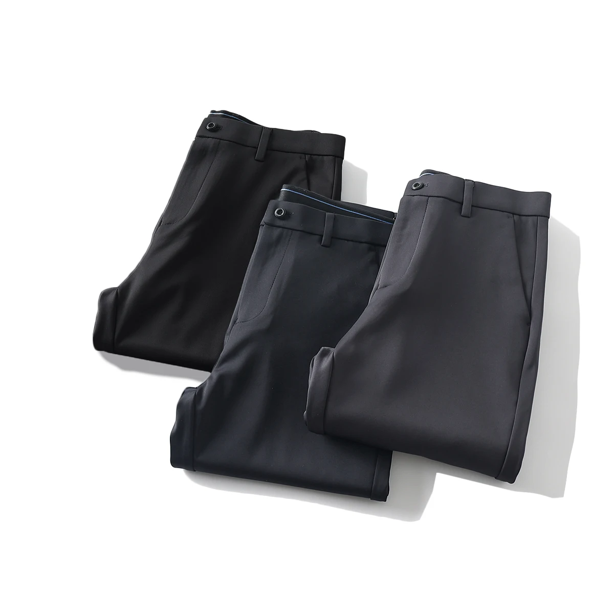 

High-End Merino Wool Men's Slim Fit Straight Leg Fce Lined Busin Casual Pants Anti-Wrinkle Iron-Free Winter Sle