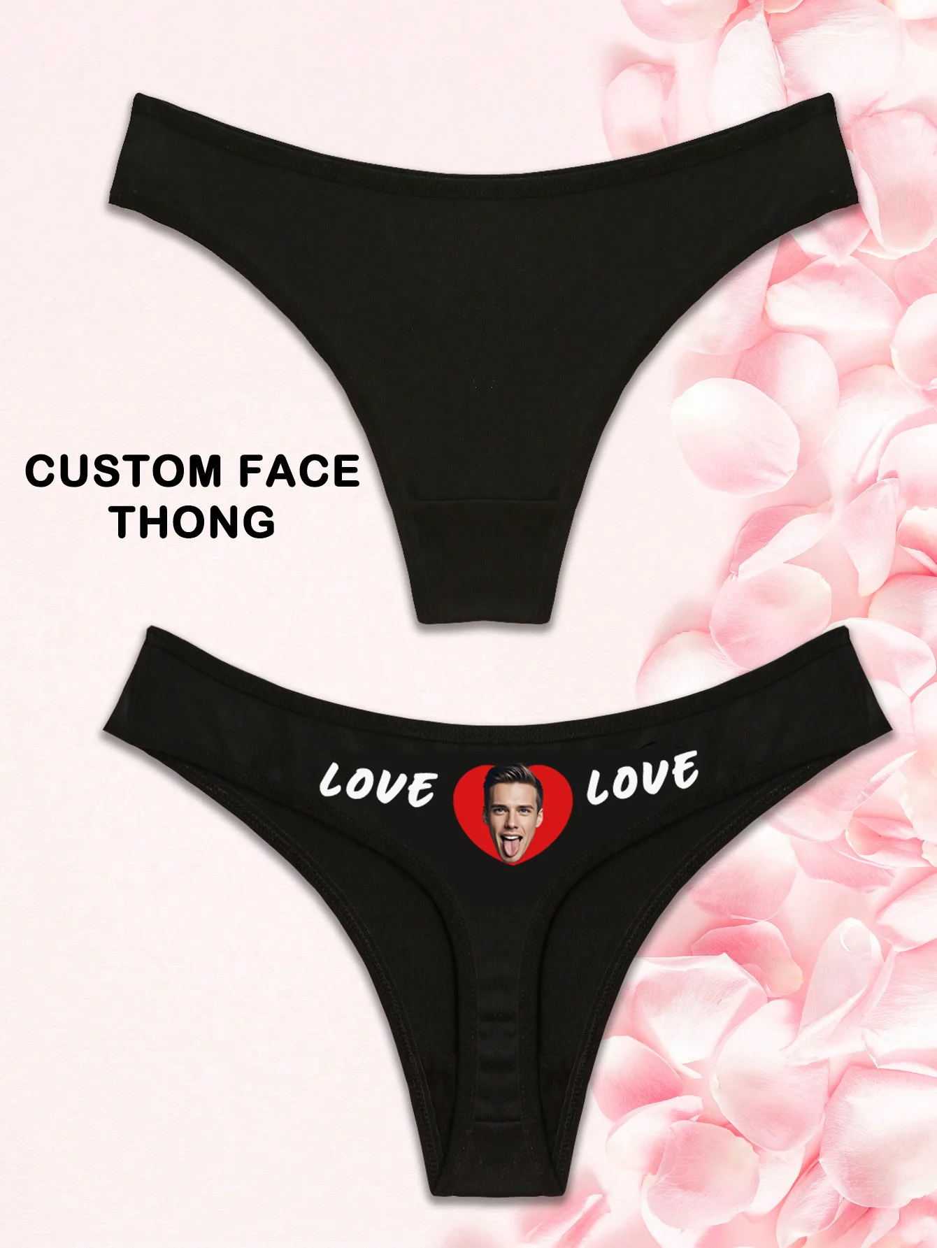 Customizable Sexy Low-Waist Briefs with Couple's Avatars And Love Letter Print for Men Women Perfect for Valentine's Day Christm
