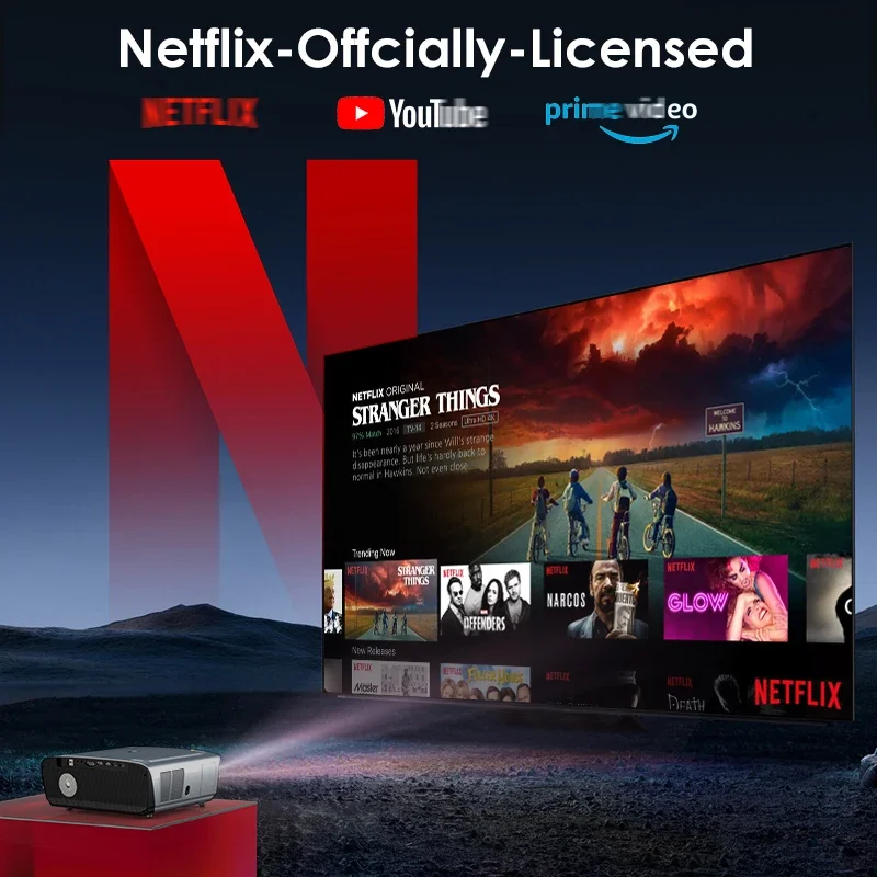 [Netflix con licenza ufficiale] Proiettori domestici Android 11 4K Ultra HD per film con messa a fuoco automatica e proiettore Keystone 1480 ANSI