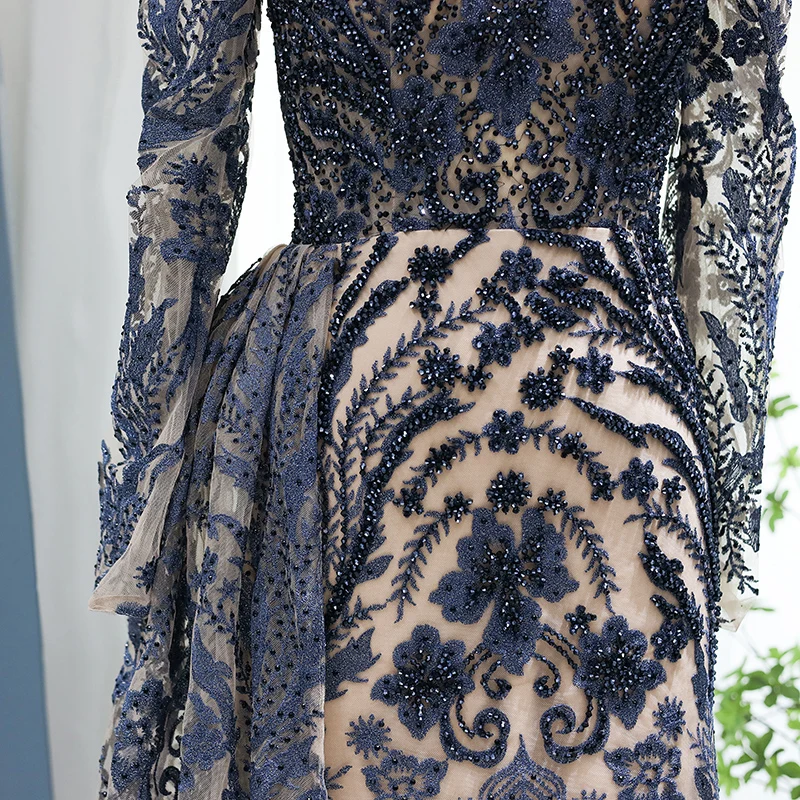 Sharon Said Dubai Schwer Kristallverziertes Übergrößen-Meerjungfrauenkleid in Braun mit Überrock für Damen, Formelles Abendkleid SS127 Maßanfertigung – Detail 17