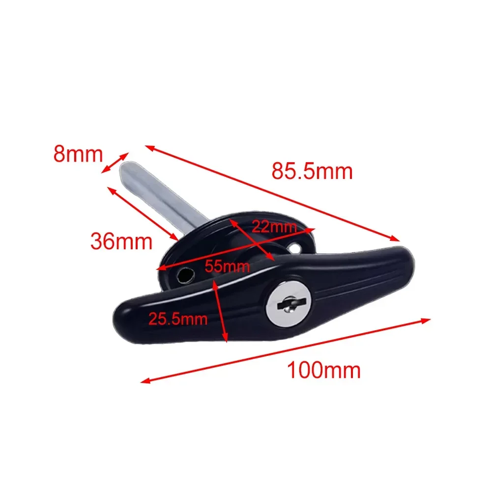 1PCS T Handle Lock Garage Door Lock Rustproof With 2 Keys For Garages Sheds Caravans Campervans For Chassis Cabinet Door