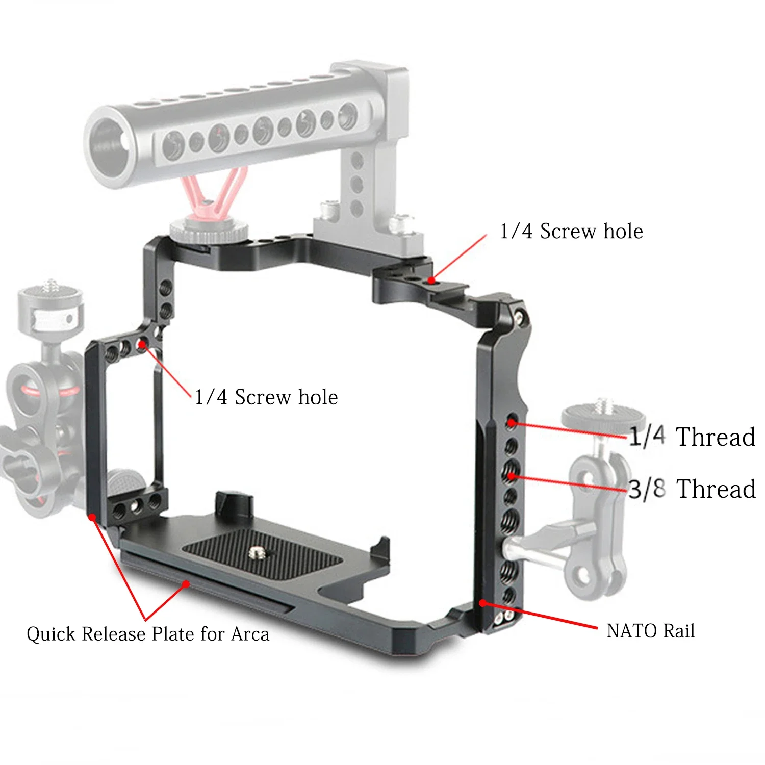 Topcine Camera Cage for Canon EOS 5D Mark II III IV 6D MarkII 7D MarkI Camera Rig with Dual Cold Shoes Mount Multiple 1/4“ Holes