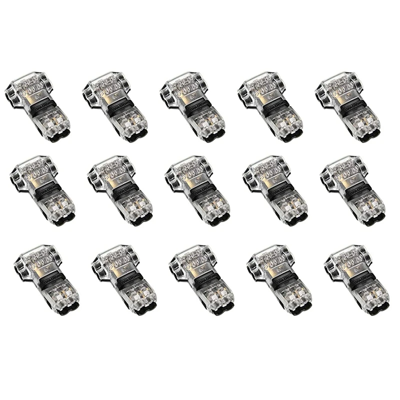 15 Pcs 3 Way 2 Pin Wire Connectors Low Voltage Universal Compact T-Tap Wire Connectors No Stripping For 18-22 AWG Cable