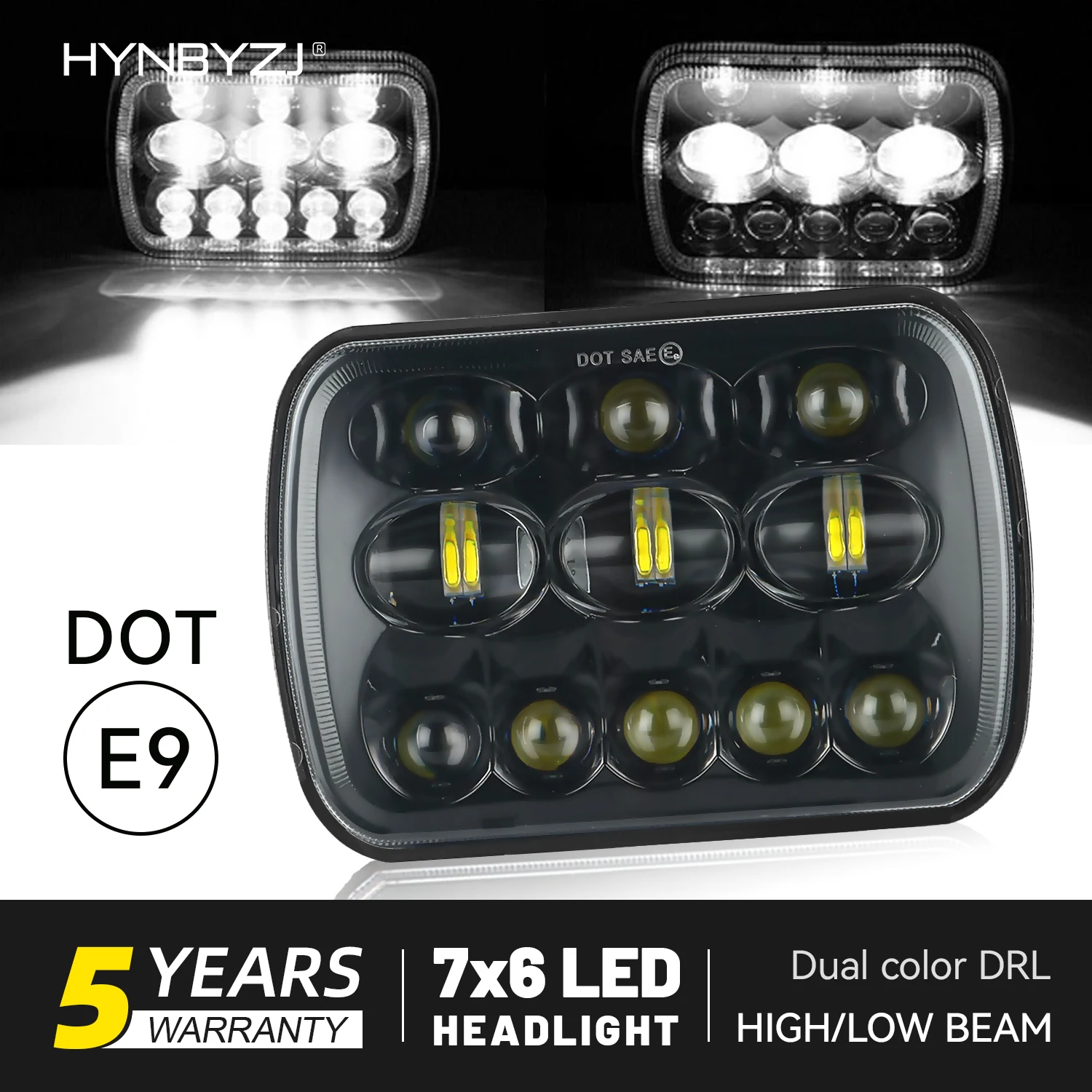 7x6 5x7 lnch Led Headlights150W Brighter Upgraded led Sealed Beam Headlamps with High Low Beam for Cherokee XJ Wrangler YJ