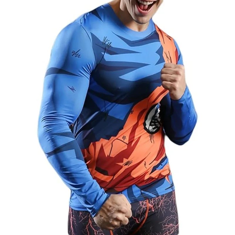 Camisetas de Compresión para Hombre con Estampado 3D de Anime Dragon Ball Z 2026, Camiseta de Manga Larga de Secado Rápido para Fitness, Disfraz de Cosplay de Vegeta, Ropa Masculina
