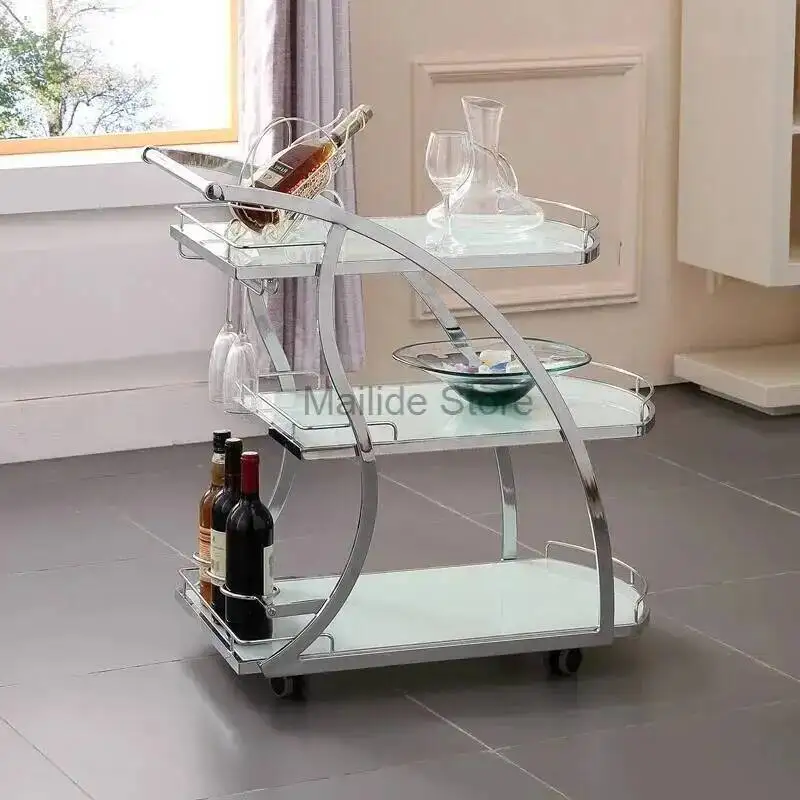 

Light Trolleys Glass Luxury Salon Iron Art Beauty Salon Tool Trolley Modern Salon Furniture Home Rack with Wheel Wine Water Cart