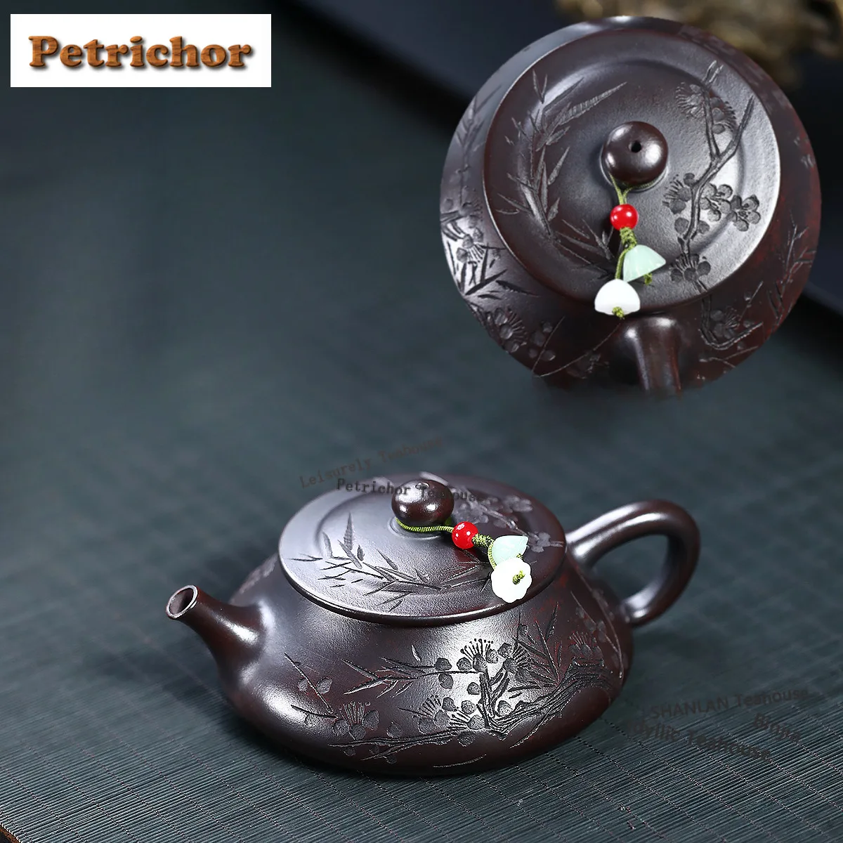 

180ml Vintage Yixing Purple Clay Teapots Handmade Stone Scoop Pot Raw Ore Antique Brass Mud Kettle With Strainer Zisha Tea Set