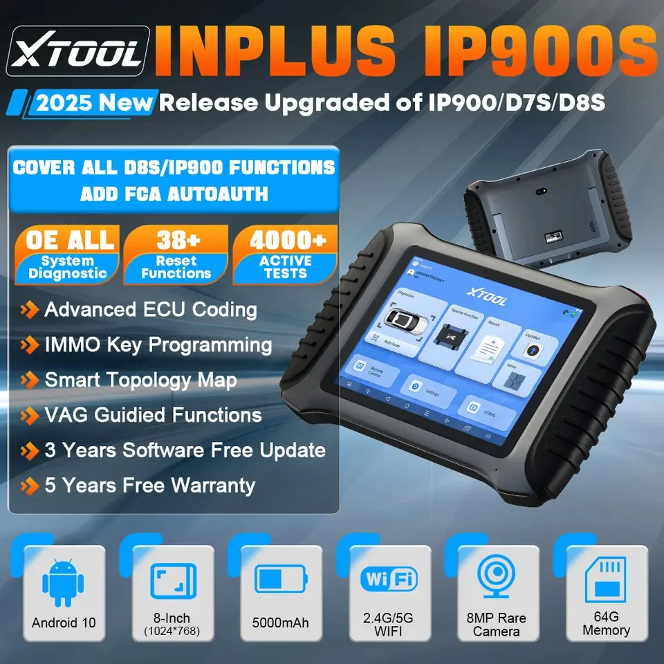 XTOOL InPlus IP900S Car Diagnostic Tools Automotive Scanner 38 Resets Bi-directional Scan Tool Topology Map FCA DoIP CAN FD D8S