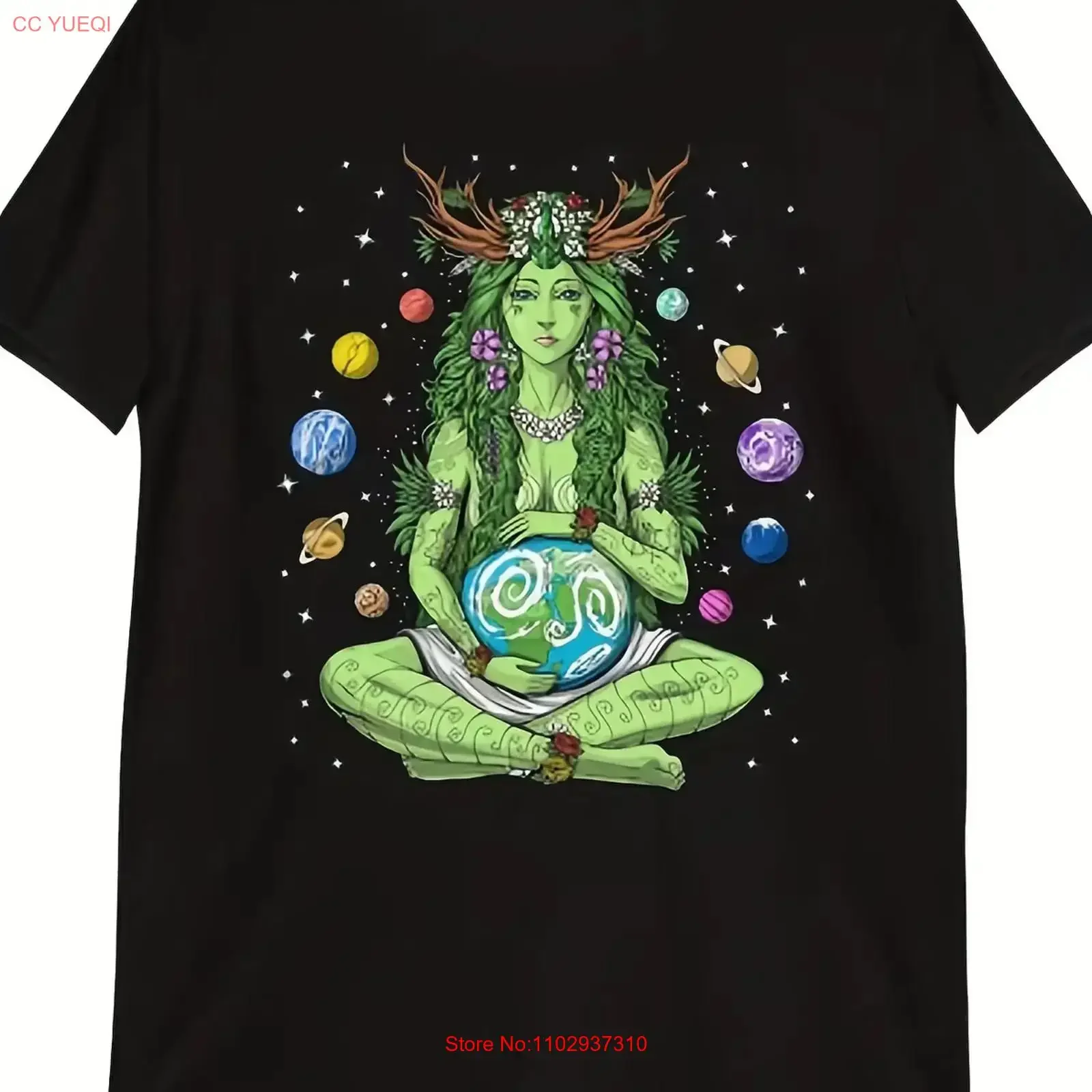 Camiseta para hombre Gaia Mother Earth Goddess, estilo retro de los años 60 y 70, estilo hippie, vintage, lavada, cómoda, transpirable, ropa de diseñador