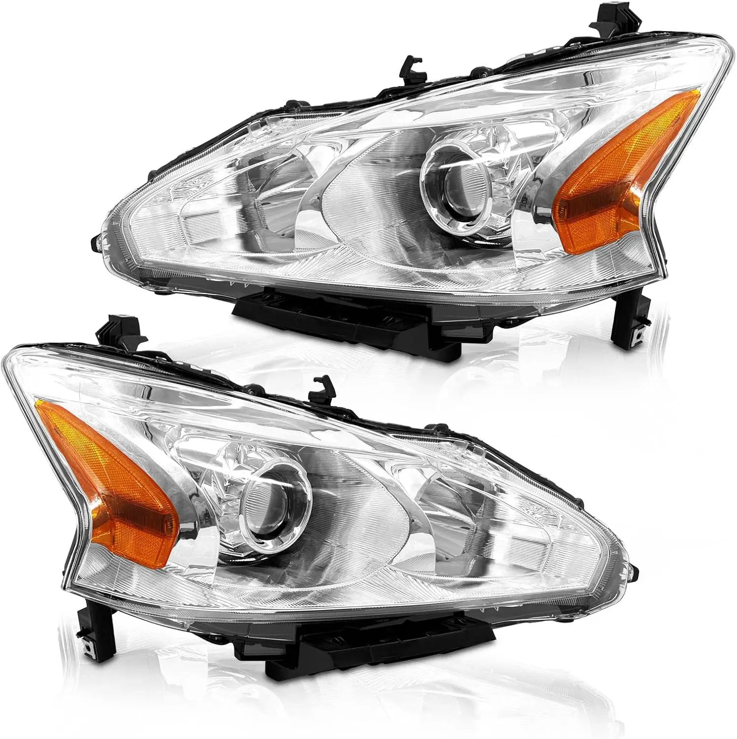 Headlight Assembly Compatible with 2013 2014 2015 Nissan Altima Only fit 4 Door Driver and Passenger Side Chrome Housing Clear L