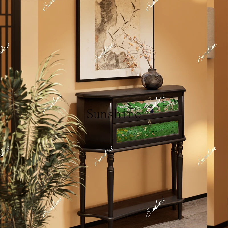 French retro style lacquer painting simple storage display storage cabinet  FT