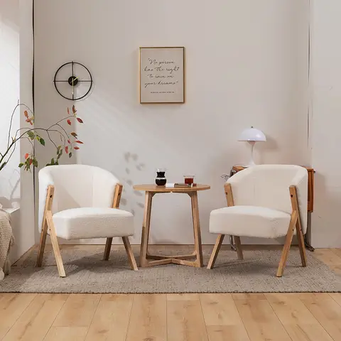 Formwell-단단한 나무 프레임이 있는 모던 레저 의자, 덮개를 씌운 Lambswool 직물, 싱글 소파, 거실 또는 침실