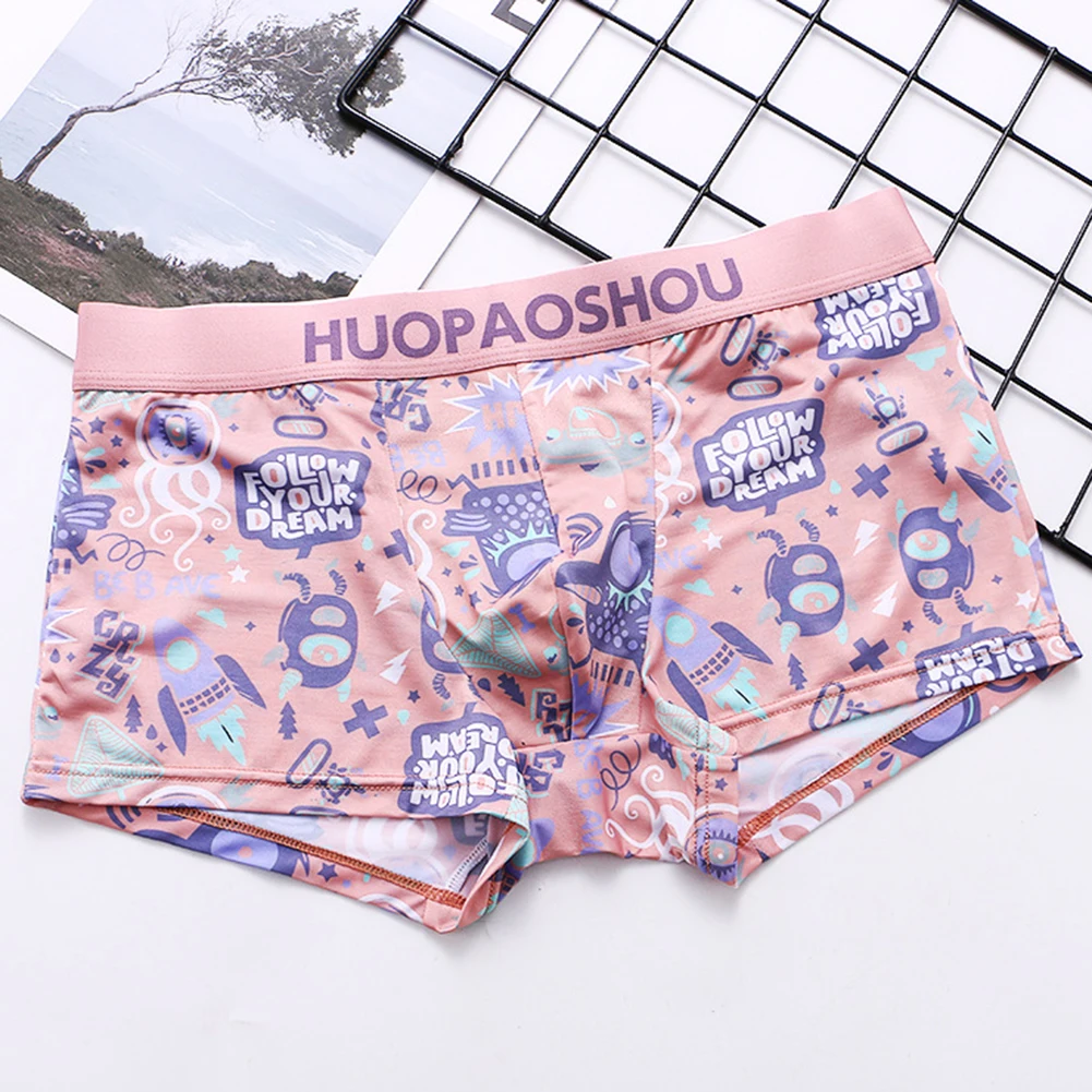 

Men Sexy Underwear Softs Shorts Elastic Underpants Printed Briefs Low Rise Panties Teenage Breathable Young Knickers