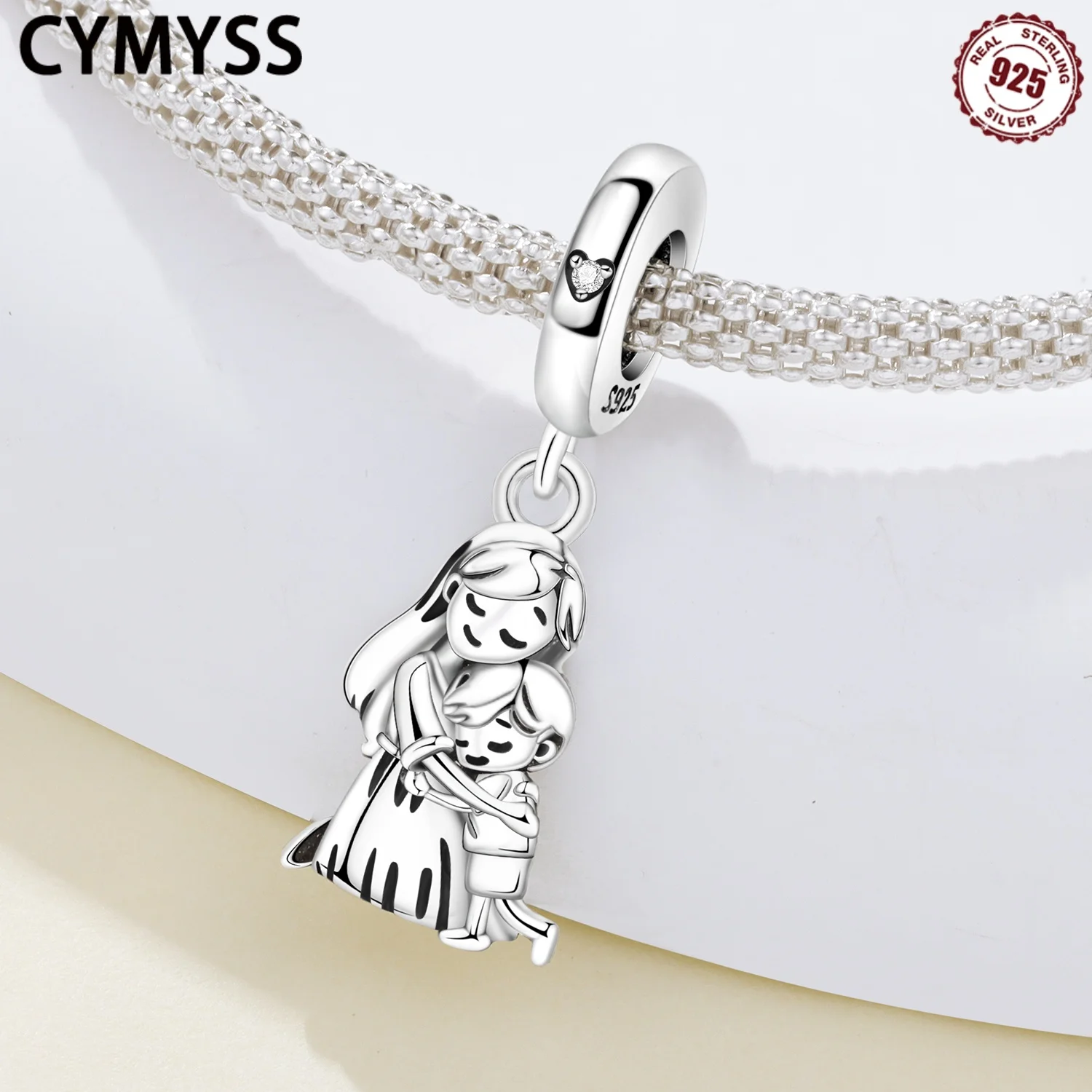 

CYMYSS 2025 NEW S925 Sterling Silver Hug Mom Mother's Day Pendant Boutique Birthday Party Jewelry Gift Mom Gift Ladies Pendant