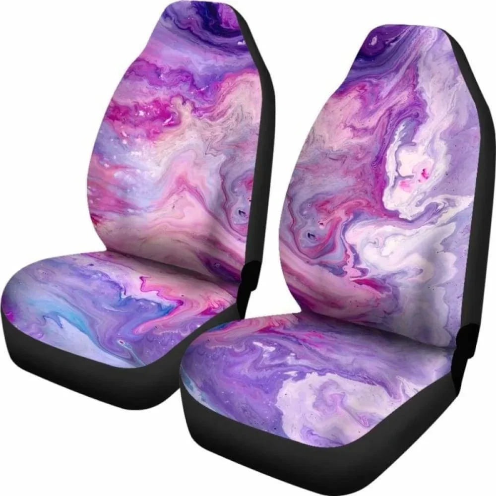 Pink & Purple Marble Print Car Seat Covers,Pack of 2 Universal Front Seat Protective Cover