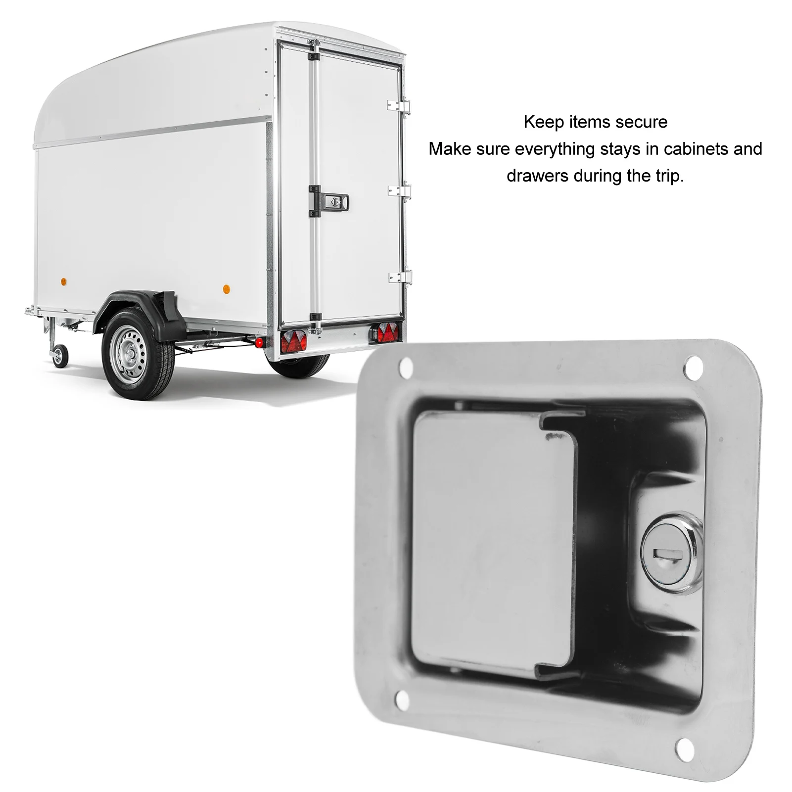 

RV Door Toolbox Lock, Toolbox Latch Flush Mount Locking Paddle Latch with 2 Keys for Trailer Truck Camper Electric Cabinet