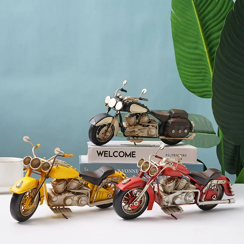 Imagem -02 - Home Design Decoração Retro Ferro Motocicleta Miniatura Modelo Metal Vento Industrial Acessórios Decoração do Quarto Estética Wine ca