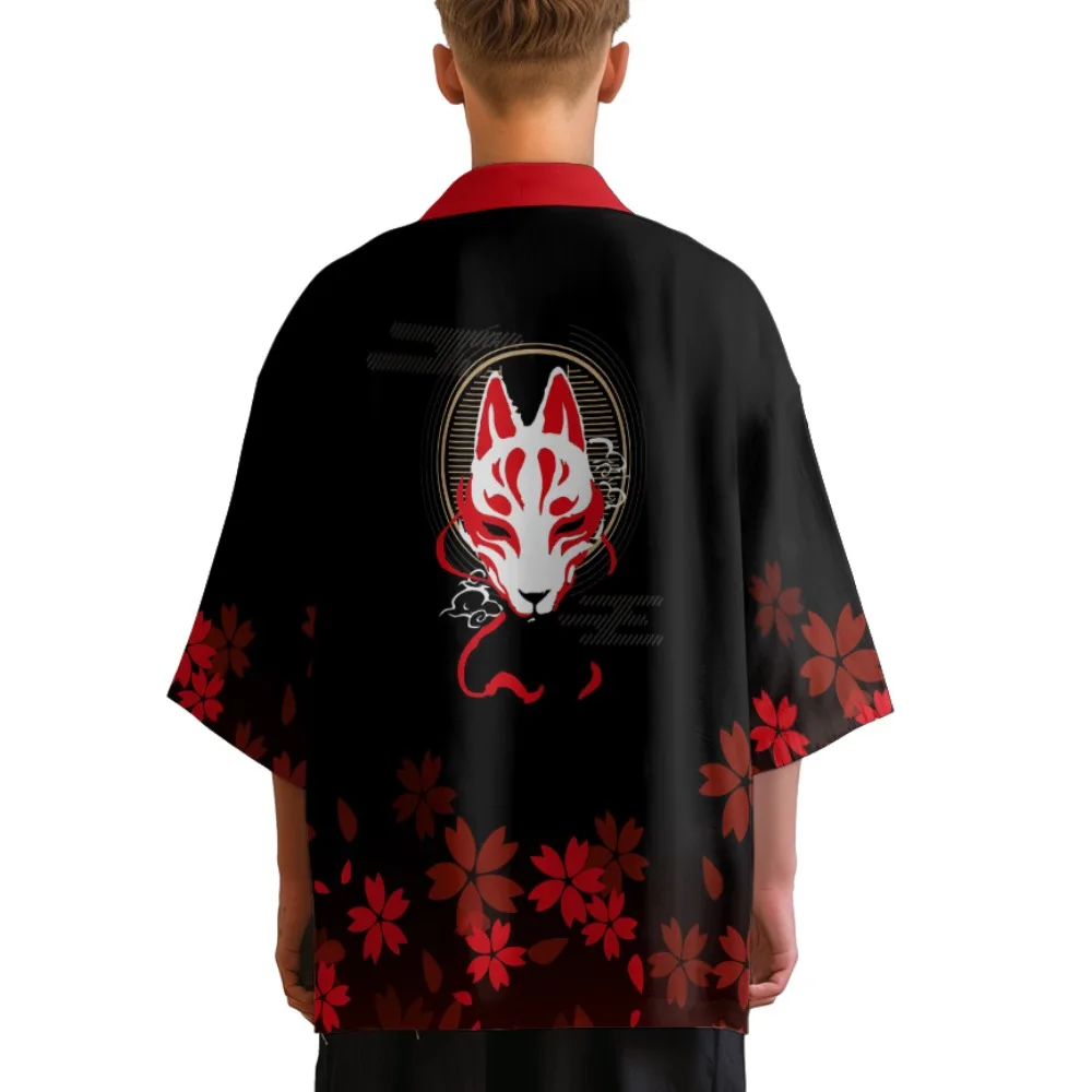 

Japanese Samurai Clothes Fox Kimono Summer Men Fashion Hawaiian Shirt Beach Cardigan Yukata Women Stylish Haori Bathrobes