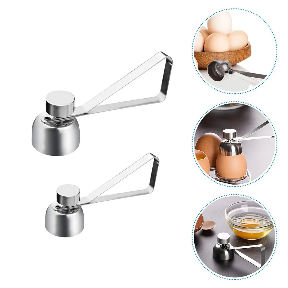 

2Pcs Stainless Steel Egg Opener Eggshell Cutting Tool Portable Kitchen Gadget Precise Egg Topper Useful Home Restaurant Tool