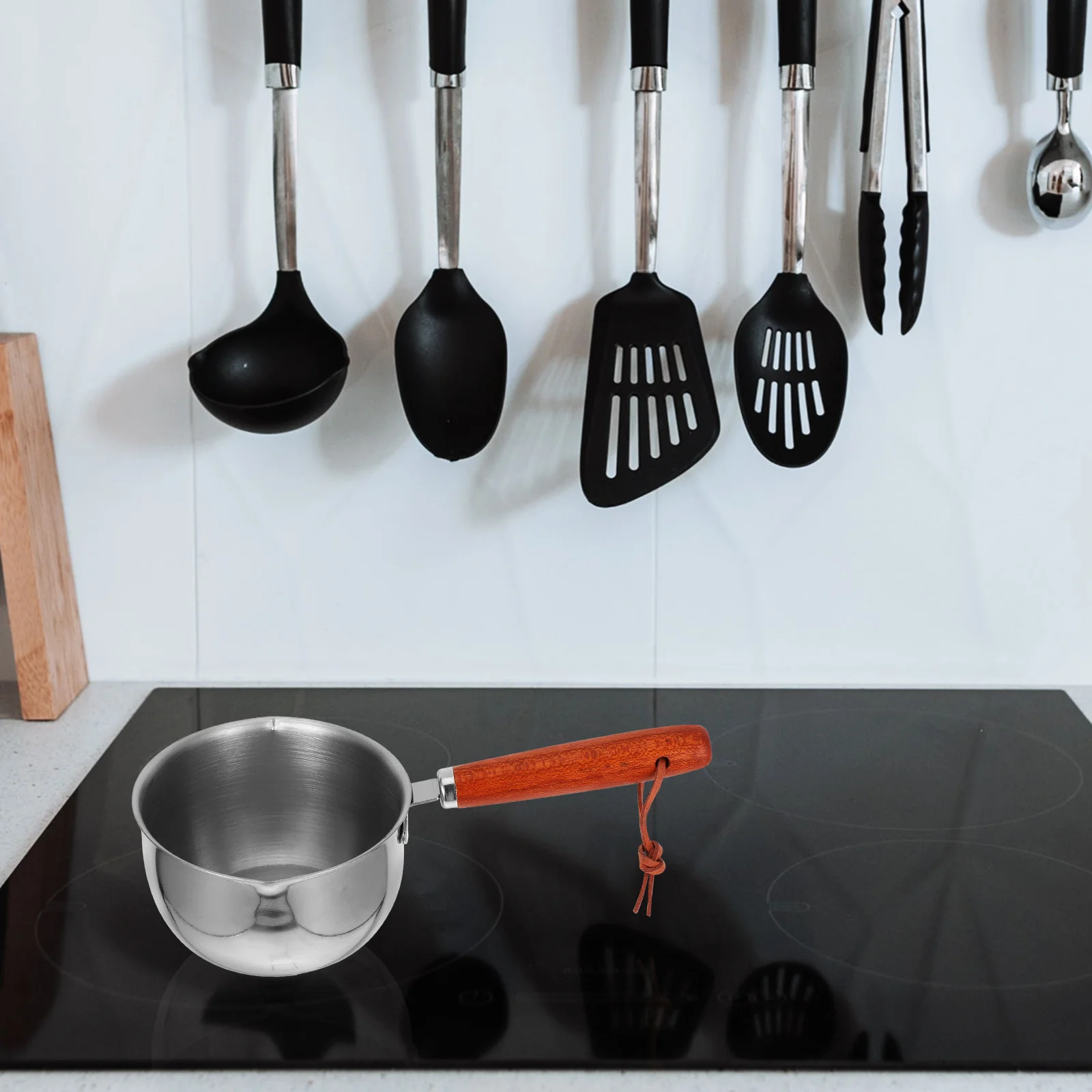 

Stainless Steel Small Milk Pan Mini Cooking Pot 300ml Pour Spout Butter Melting Saucepan Oil Heating Pot Chocolate Baby Food