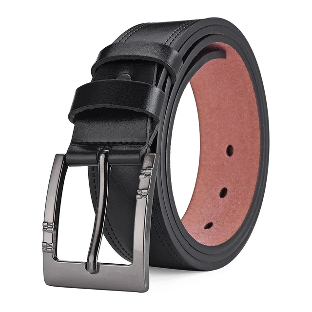 Genuine Leather For Men's High Quality Buckle Jeans Cowskin Casual Belts Business Cowboy Waistband Male Fashion Designer 2024New Men's PU Leather Casual Belt with Buckle – 3.8cm Black Belt for Jeans and Business Wear, 110–130cm