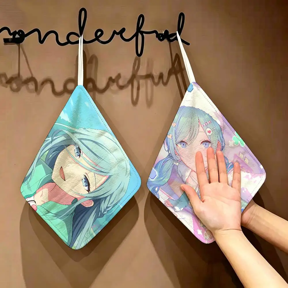 

Anime MORE MORE JUMP Hinomori Shizuku Polyester Hanging Kitchen Towel, Skin Friendly Hand Wiping Towel for Hotel Cafe Household