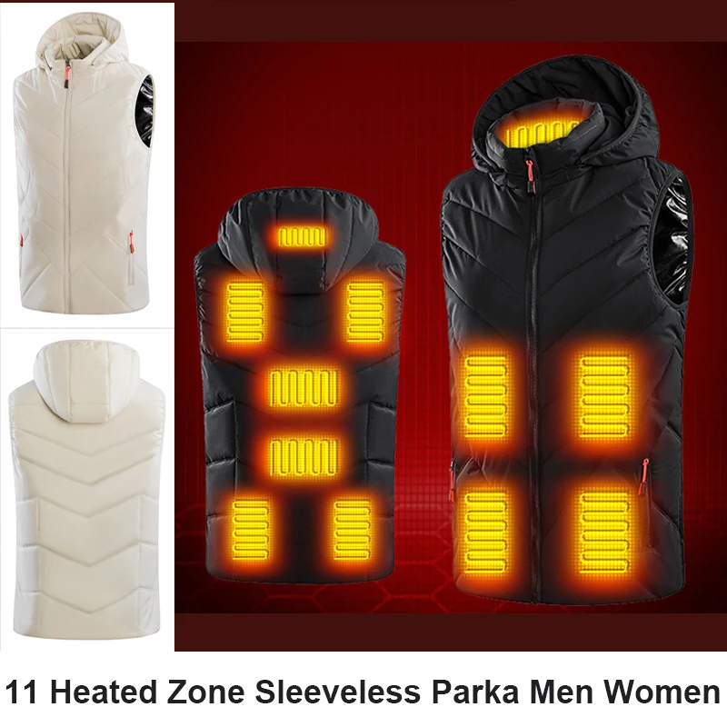 

Women Heated Sleeveless Parkas Girls Outdoor Hiking Skiing 11parts Electric Heating Vest Jackets USB Chargeable Thermal Clothes