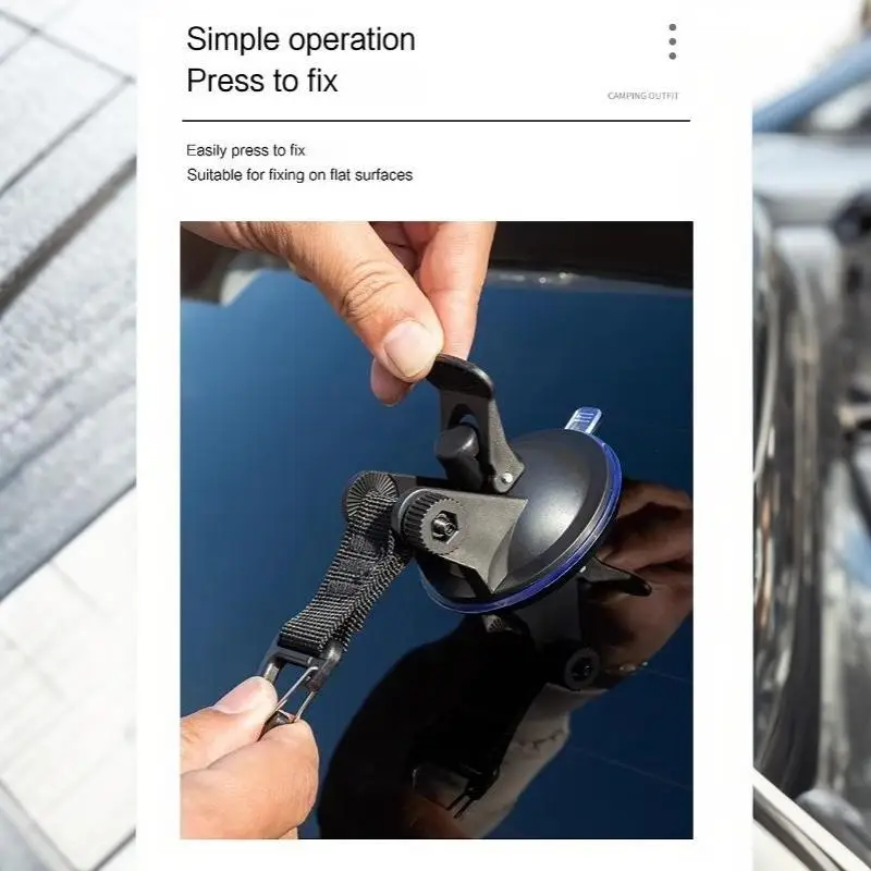 4 Stück Saugnapfhaken mit 360-Grad-Drehfunktion, strapazierfähiges Nylonband für Auto, Zuhause, Outdoor und Camping. – Detail 11