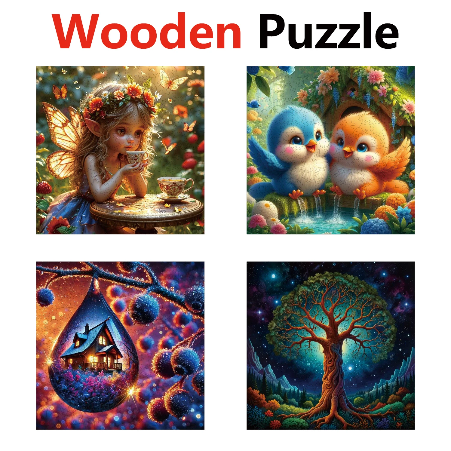 

Fairy Bird House Tree Animal Puzzles High Quality Jigsaw Puzzle Wooden Puzzle Best Christmas Gift