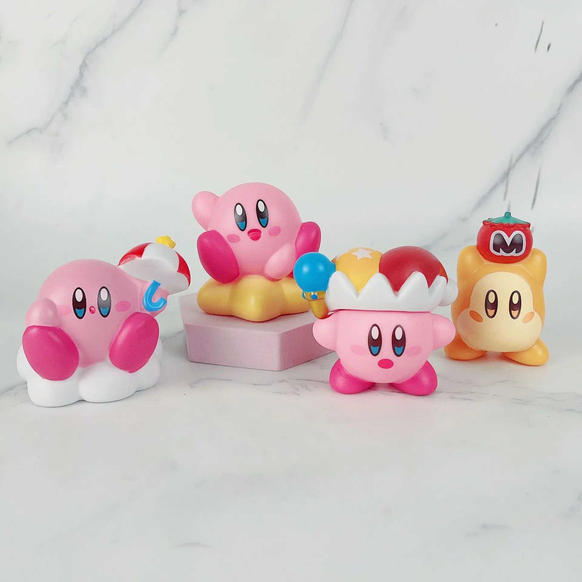 Kawaii kirby anime figura modelos bonito dos desenhos animados mini figura de ação bonecas modelos ornamento de mesa presentes de natal para meninos meninas