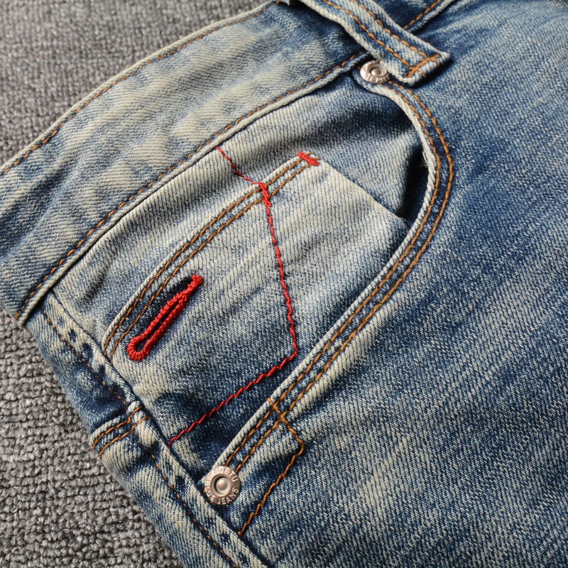 Summer Designer Fashion Men Jeans Shorts Retro Blue Patched Destroyed Ripped Short Jeans Men Vintage Casual Denim Shorts Hombre