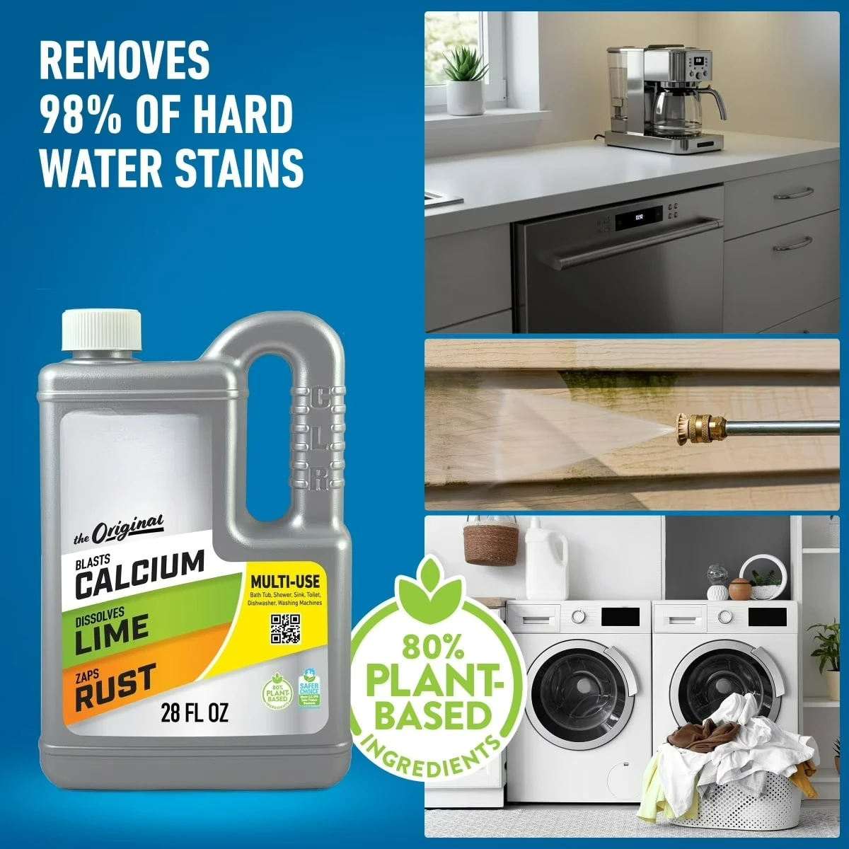 Calcium Lime and Rust Remover, Multi-Use Household Cleaner, EPA Safer Choice, 28 oz