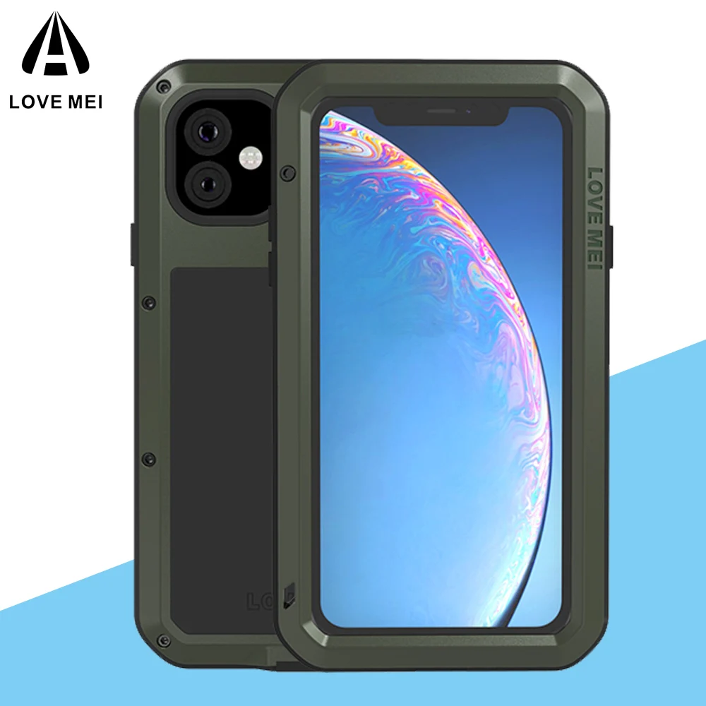 LOVE MEI Aluminum Dustproof Shockproof Phone Case For iPhone 13 12 11 Pro Max Heavy Duty 360 Full Protection Doom Armor Cover