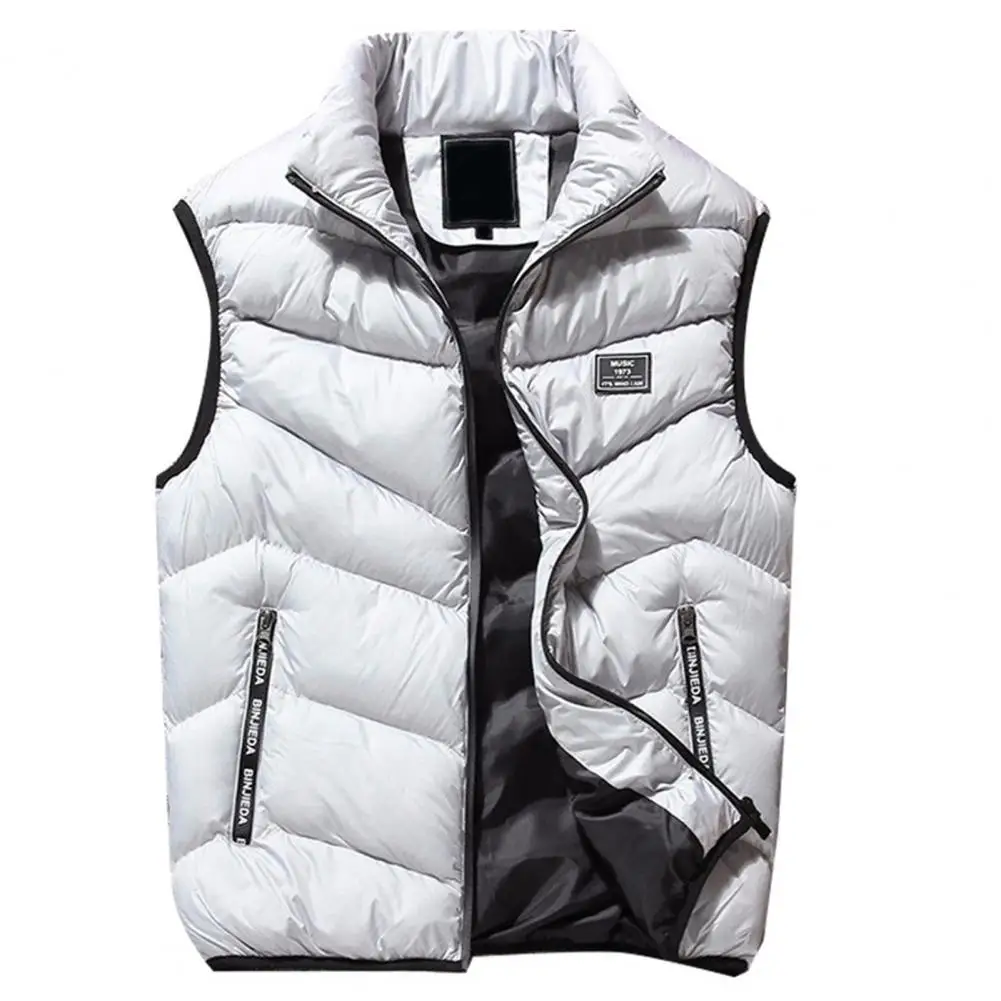 Gilet da uomo in cotone imbottito con cerniera antivento addensato senza maniche piumino Streetwear autunno inverno chamarras para hombre