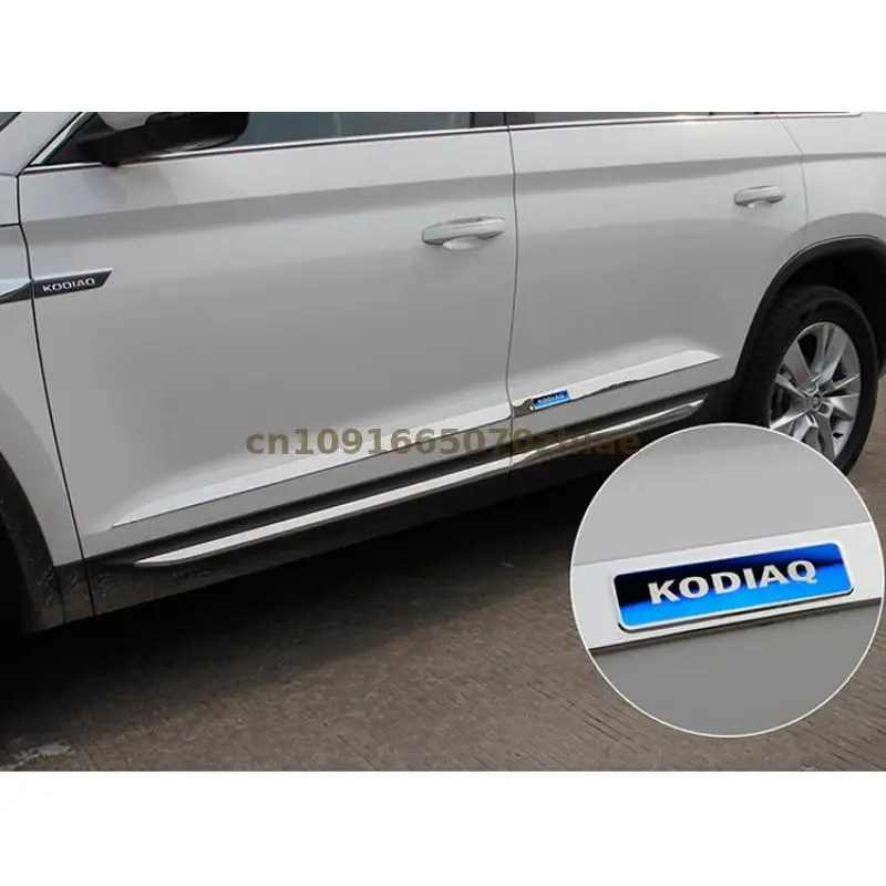 Car Accessories For Skoda Kodiaq 2017-2024 Body door side anti-collision decorative bright strip Stickers Styling