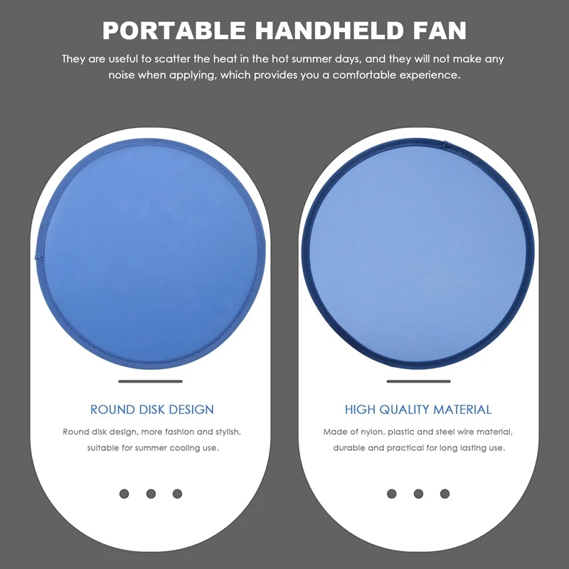 5X Foldable Round Fan-Blue