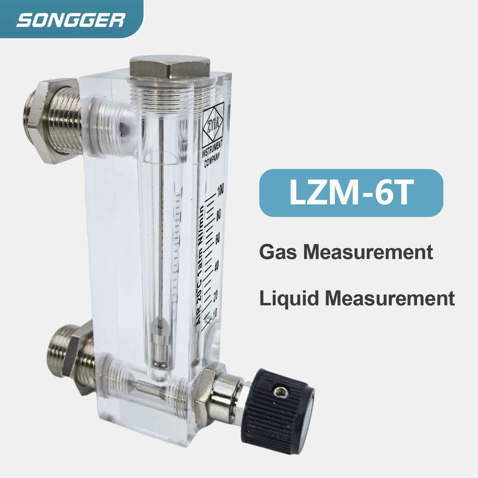 LZM-6T Air Nitrogen Oxygen Rotor Gas Plexiglass Float Liquid Water Flowmeter