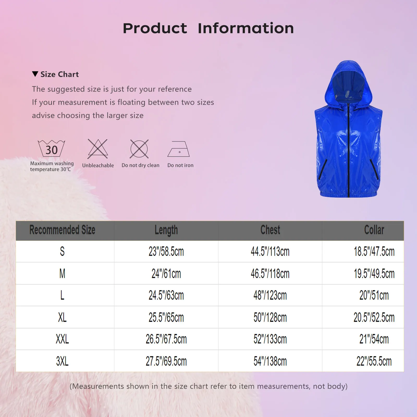 Men Waterproof Sleeveless Vest Detachable Hood Side Zipper Pockets Front Zip for Cycling Nightclub Outdoor Sports Rainy Weather