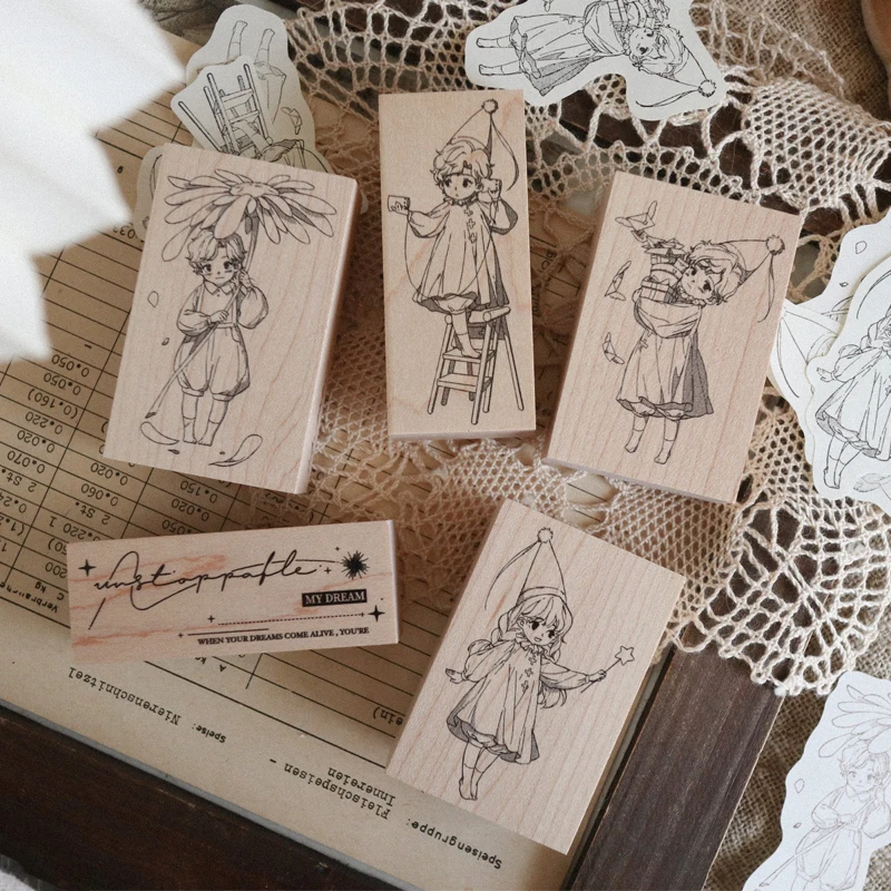 

Lovely Little Angels Wooden Rubber Stamp Set DIY Scrapbooking Photo Album Card Making Wood Seal
