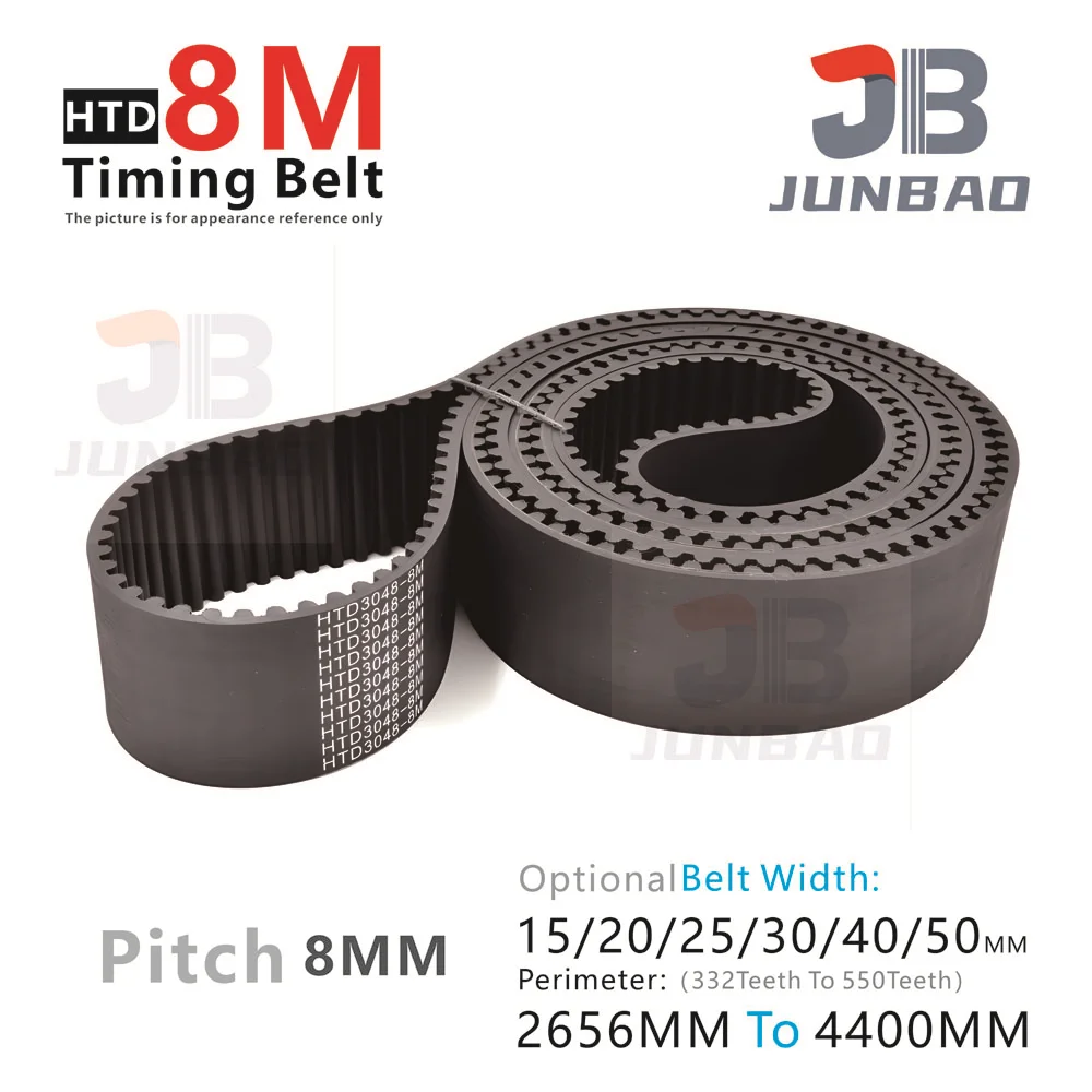 HTD8M Timing Belt Perimeter Length LP=2656 To 4400MM Belt Width15 25 30 40 50MM 8M High Torque Toothed Belt 3D Printer Parts