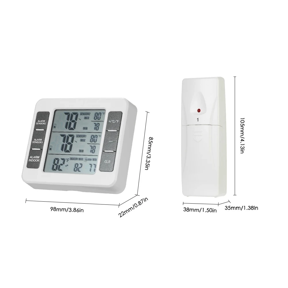 LCD Digital Thermometer Temperature Meter Indoor Outdoor Weather Station+ Wireless Transmitter with C/F Max Min Value Display