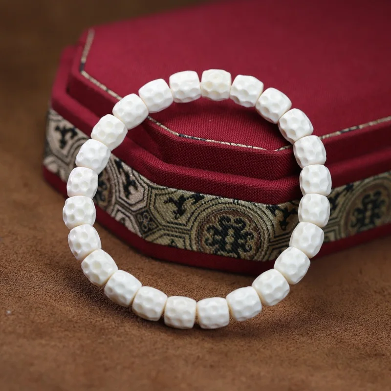 Authentic meteorite plain bead antler bone bracelet