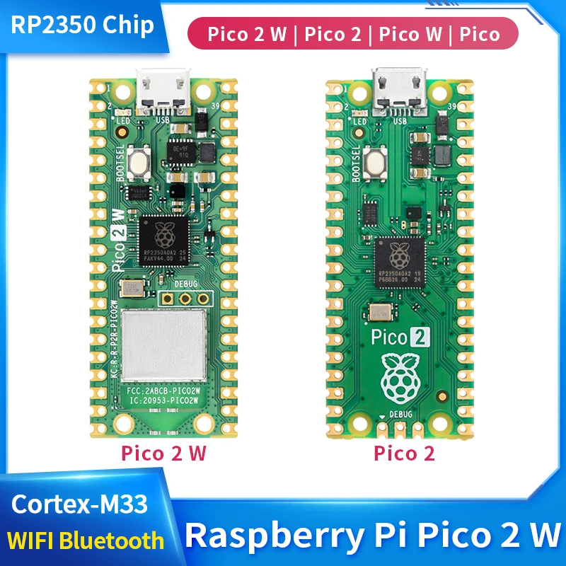 راسبيري بي بيكو 2 وات RP2350 رقاقة تحكم دقيقة ثنائية النواة ذراع Cortex-M33 and Hazard3 RISC-V تدعم واي فاي 4 بلوتوث 5.2