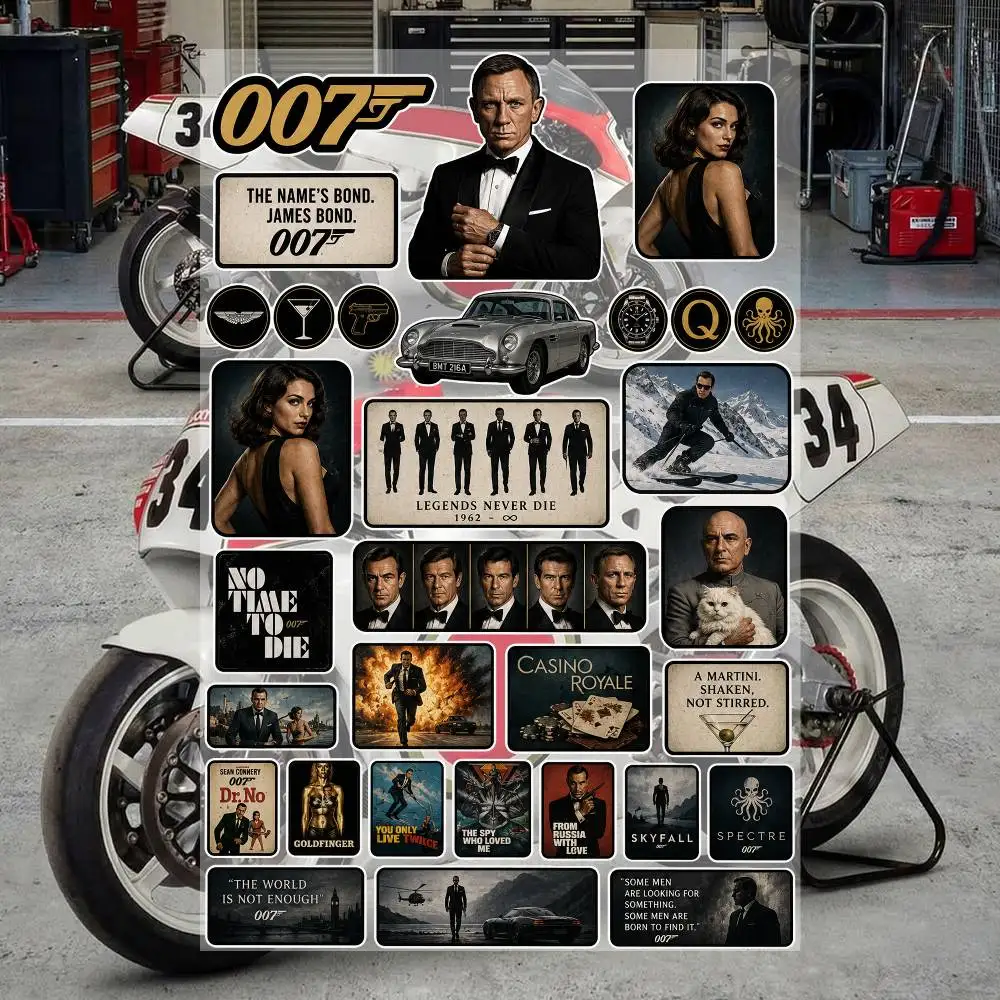 007 Bond Aufkleber, wasserfeste Vinyl-Aufkleber für Motorräder, Autos, Fahrräder, Skateboards, Laptop, Wasserflasche, Handyhülle