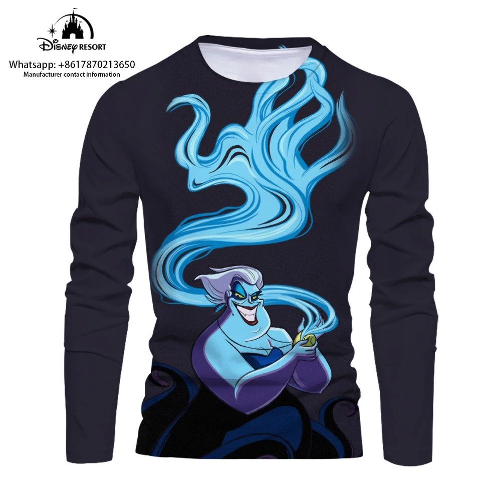 Mermaid Princess Alice Cartoon 3D Comfortable Men's Long Sleeve T-shirt 2024 New Fashion Casual Men's Bottoming Shirt